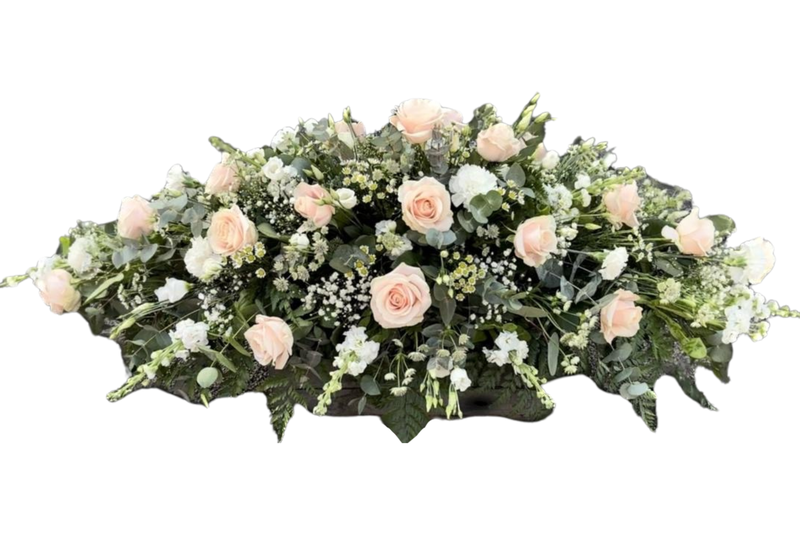 White and Pink Casket Spray