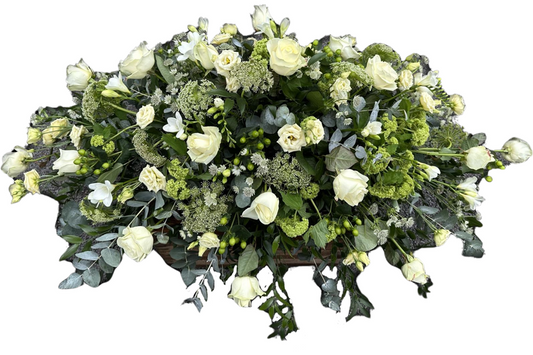 White and Green Casket Spray